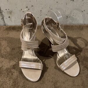 Gianni Bini Shimmering Beige Strappy Heels - Size 8.5